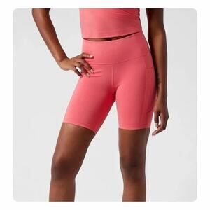 Athleta Pink Orange Ultimate Stash II 7" Bike Short Small Workout Athletic Gym